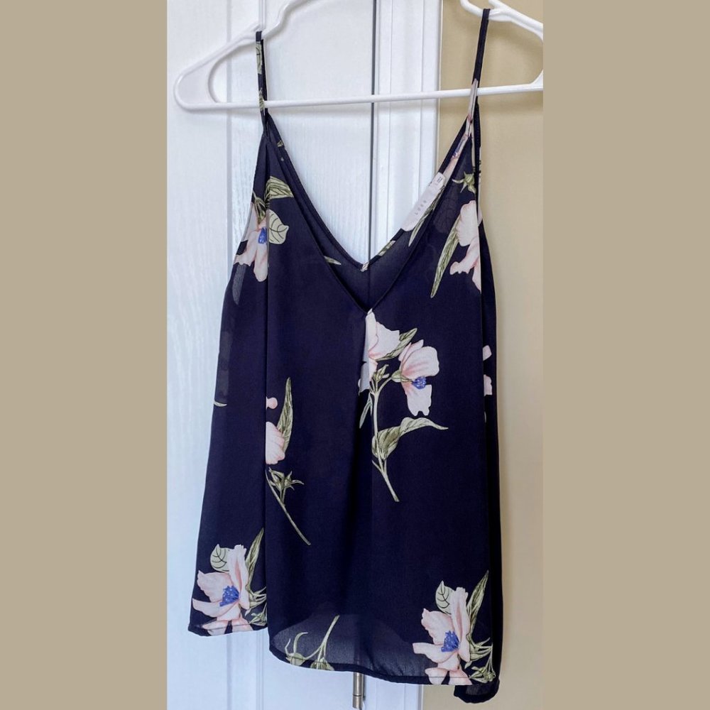 Navy Floral Tank Top